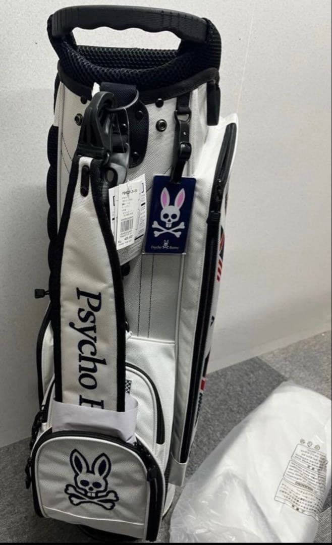 ラスト1個 新品 サイコバニー PSYCHO BUNNY 白 キャディバッグ