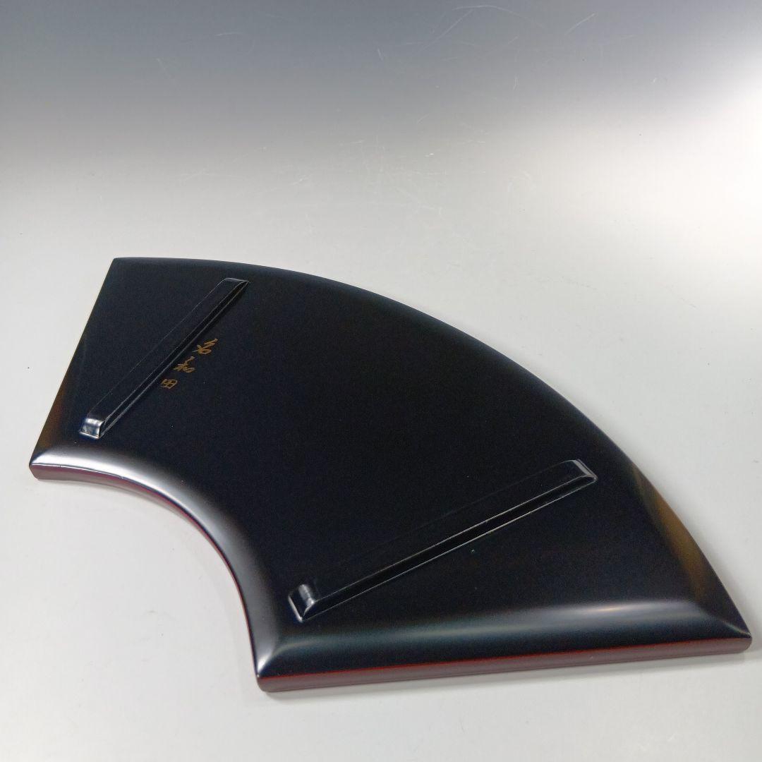 値下げ輪島塗　蒔絵扇面形　お盆　菓子器皿　 共箱　美品