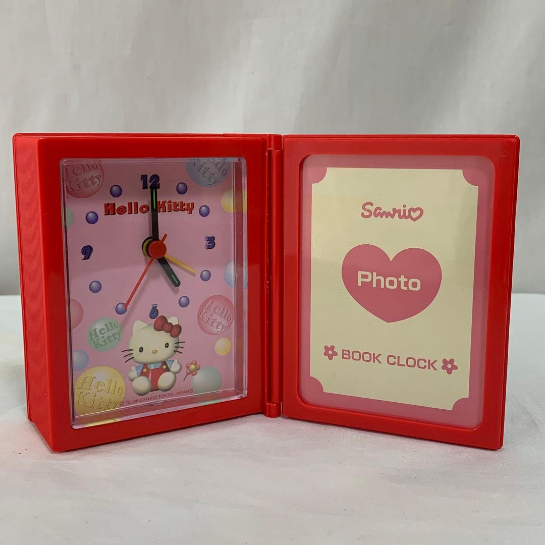 当時物！激レア】　キティ ブッククロック 置時計 写真立て 本型　1998 箱