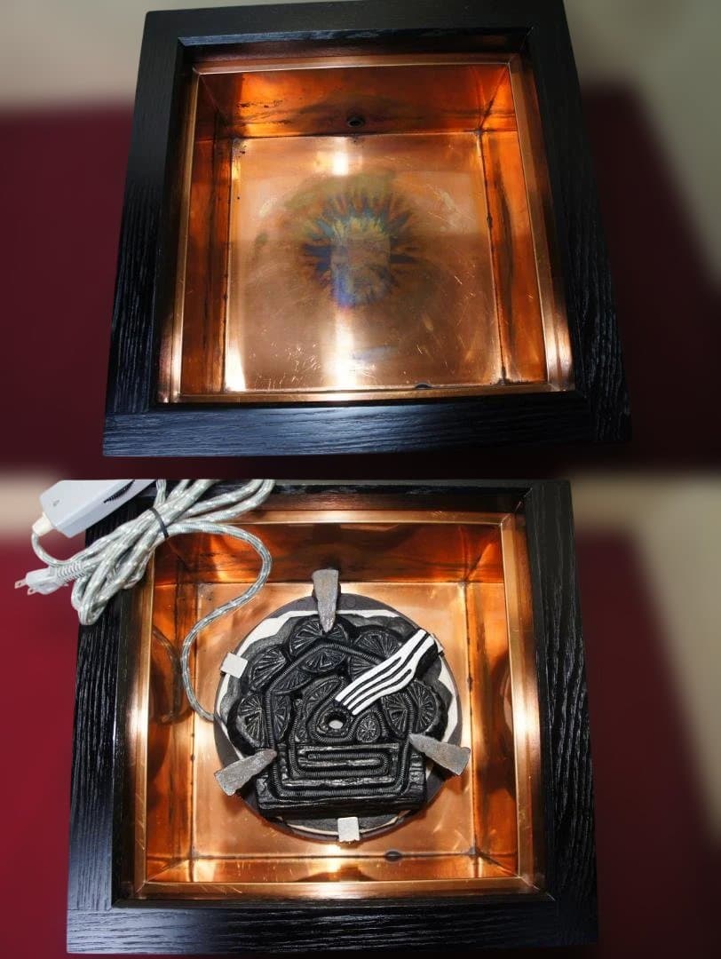 ☆焼杉置炉 在銘 真形釜 釜鐶 置炉用600w炭型電熱器 送料込み