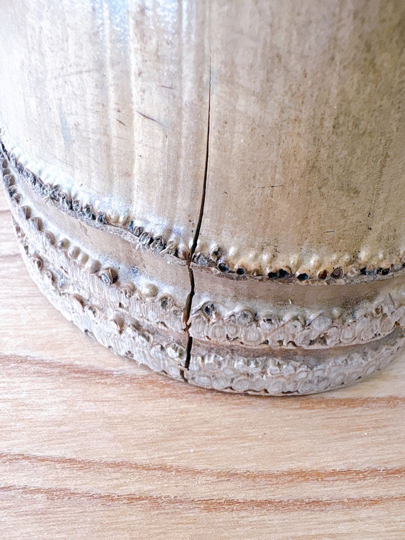 78 美品！根付　寸胴　華道具　一重切　竹製　水仙