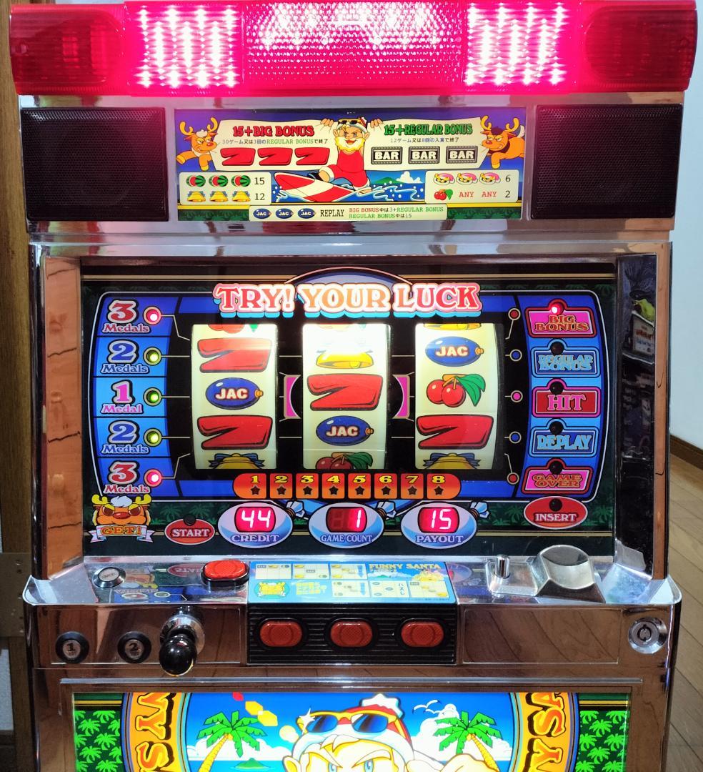 【パチスロ実機】タイヨー★ファニーサンタ【不要機付】４号機・レトロ・希少台