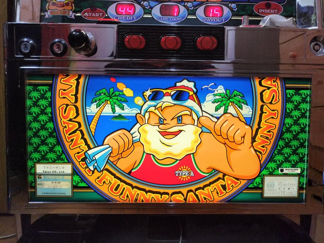【パチスロ実機】タイヨー★ファニーサンタ【不要機付】４号機・レトロ・希少台