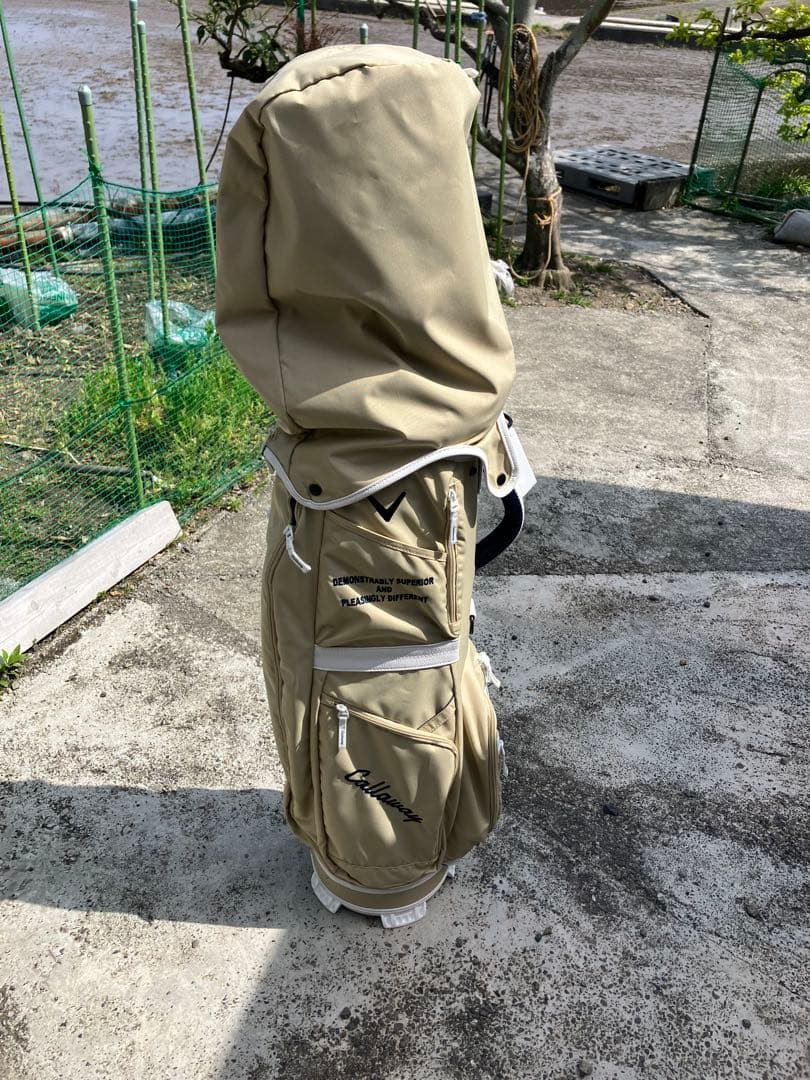ベージュ フード付きキャディバッグ　ヨシカズ
