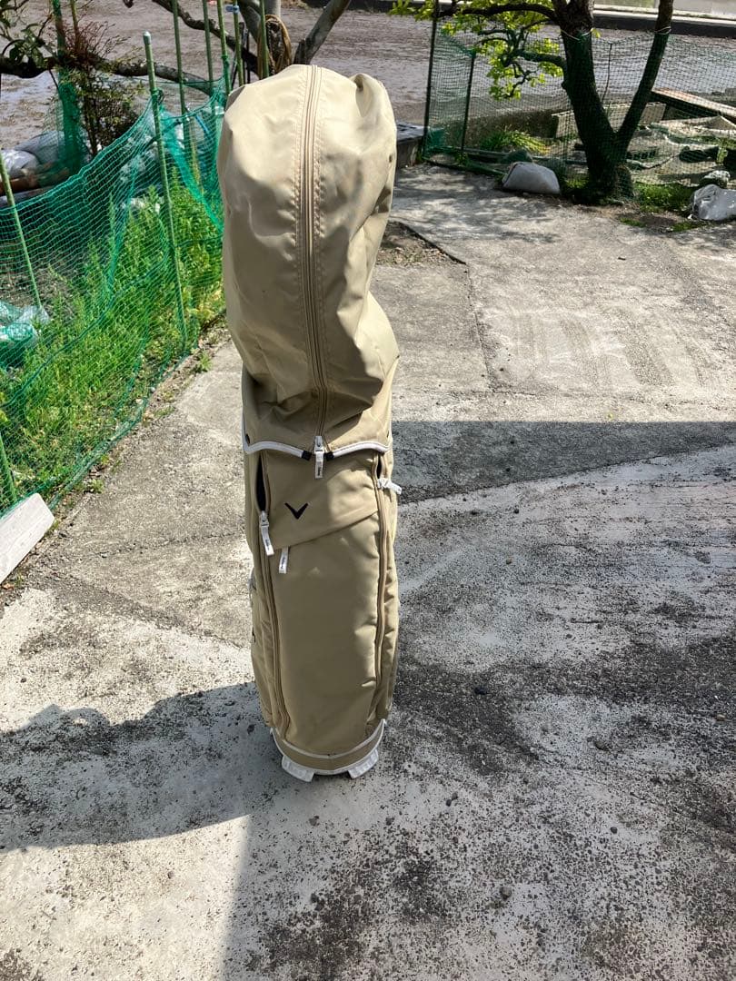 ベージュ フード付きキャディバッグ　ヨシカズ