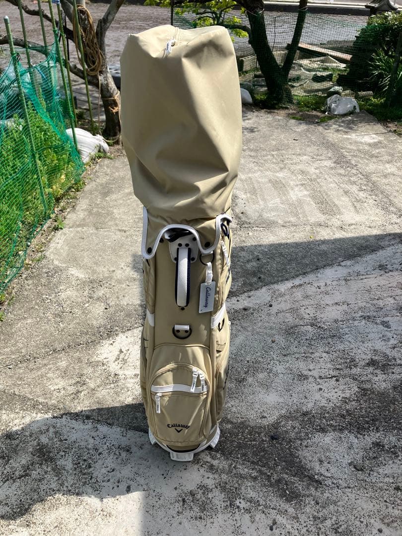 ベージュ フード付きキャディバッグ　ヨシカズ