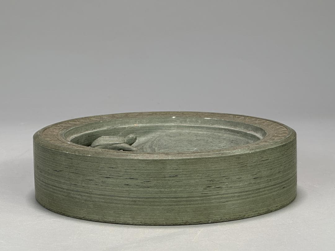 書道具　文房具　硯　緑端渓　丸硯