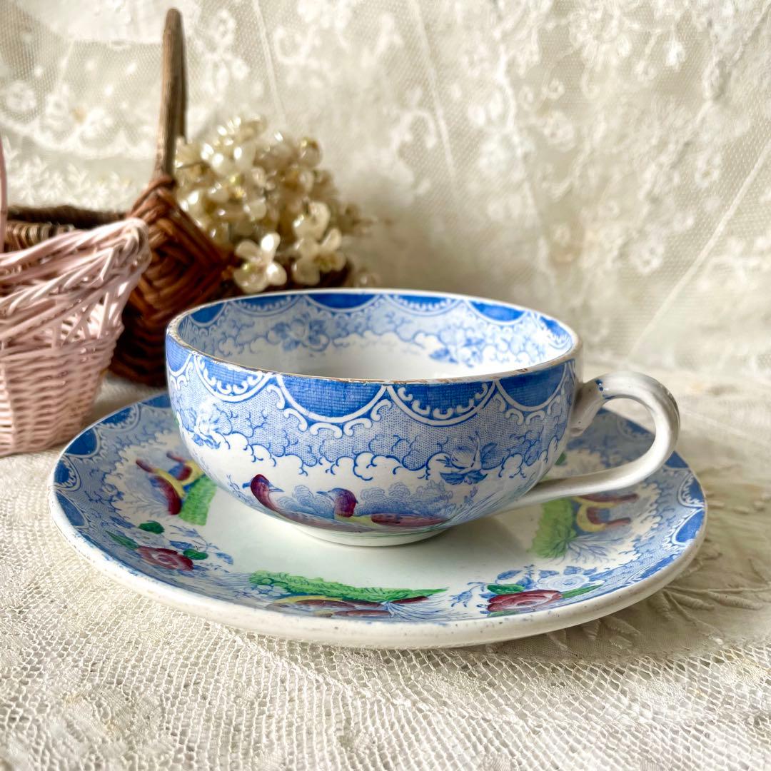 サルグミンヌ　カップ&ソーサー　鳥　バラ　ローズ　C&S フランスアンティーク