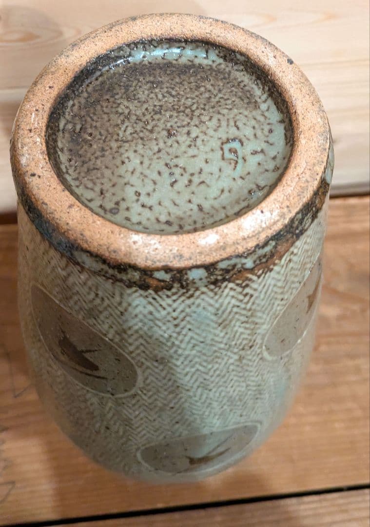 人間国宝　島岡達三　地釉象嵌縄文壺　壺　花瓶　花器　アンティーク　骨董品