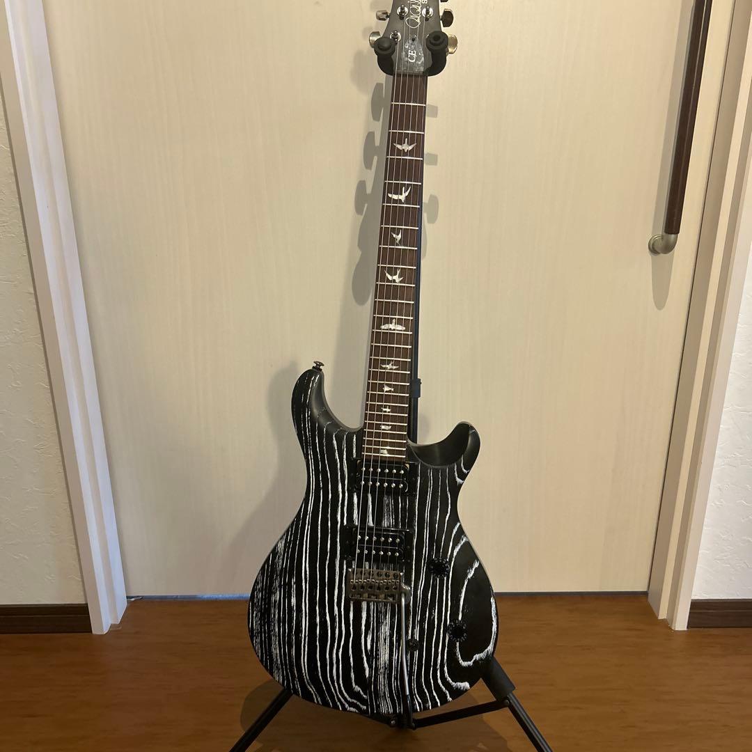PRS SE CE エレキギターブラック/ホワイトストライプ※純正ソフトケース付
