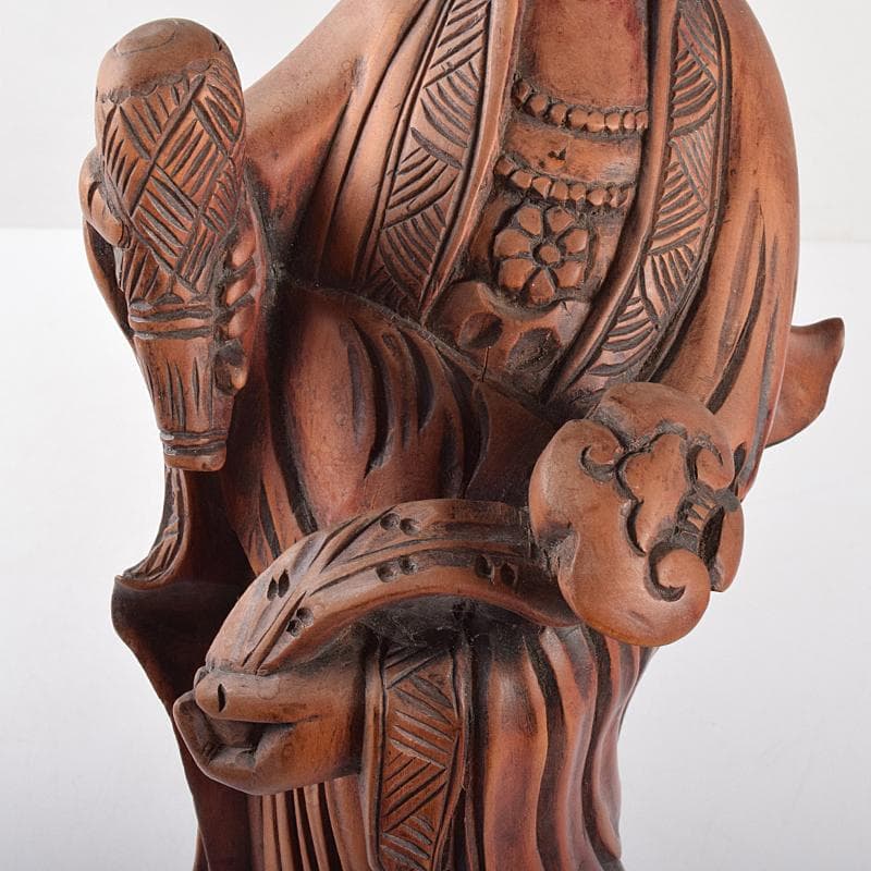 中国　唐木黄楊製　観音菩薩像　仏像　置物　V　R4736