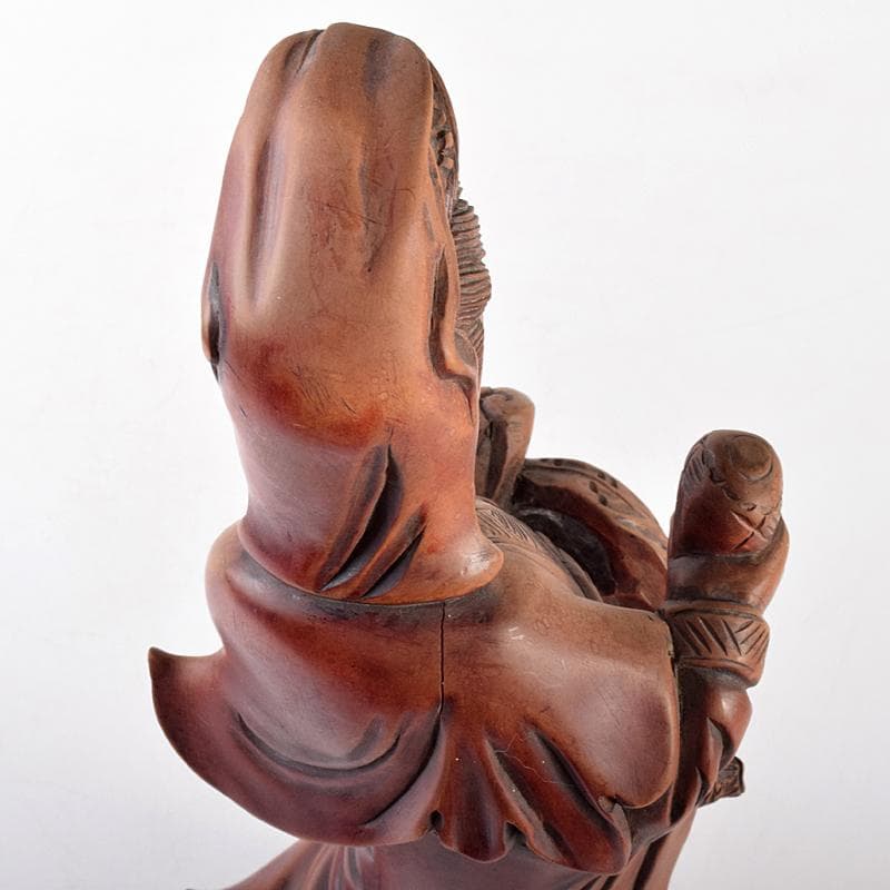 中国　唐木黄楊製　観音菩薩像　仏像　置物　V　R4736