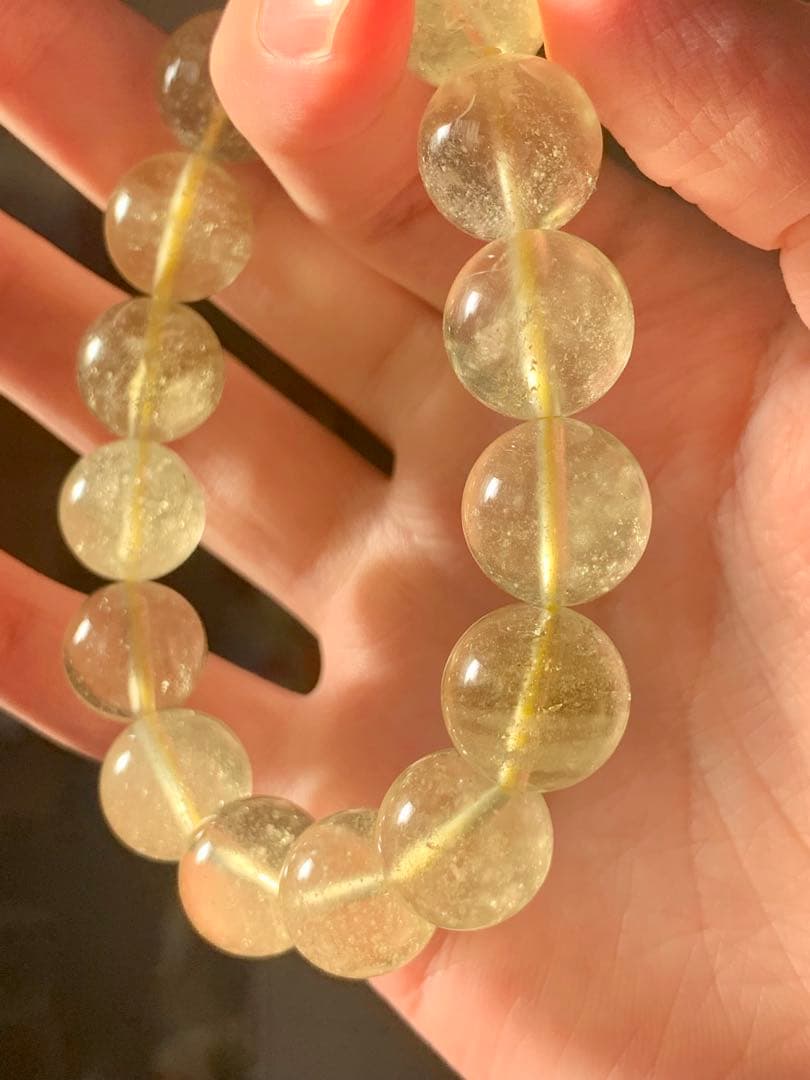 最高品質リビアングラス丸玉ブレスレット　大玉ブレス　隕石パワーストーン　化石標本