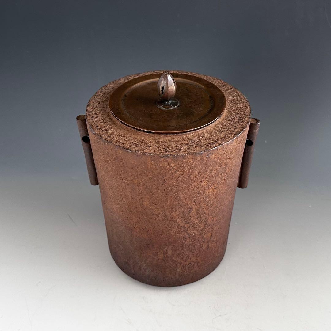 茶道具　筒釜　横倉友次郎　共箱　山形鋳物　釣釜　　風炉用　茶事　稽古　野点