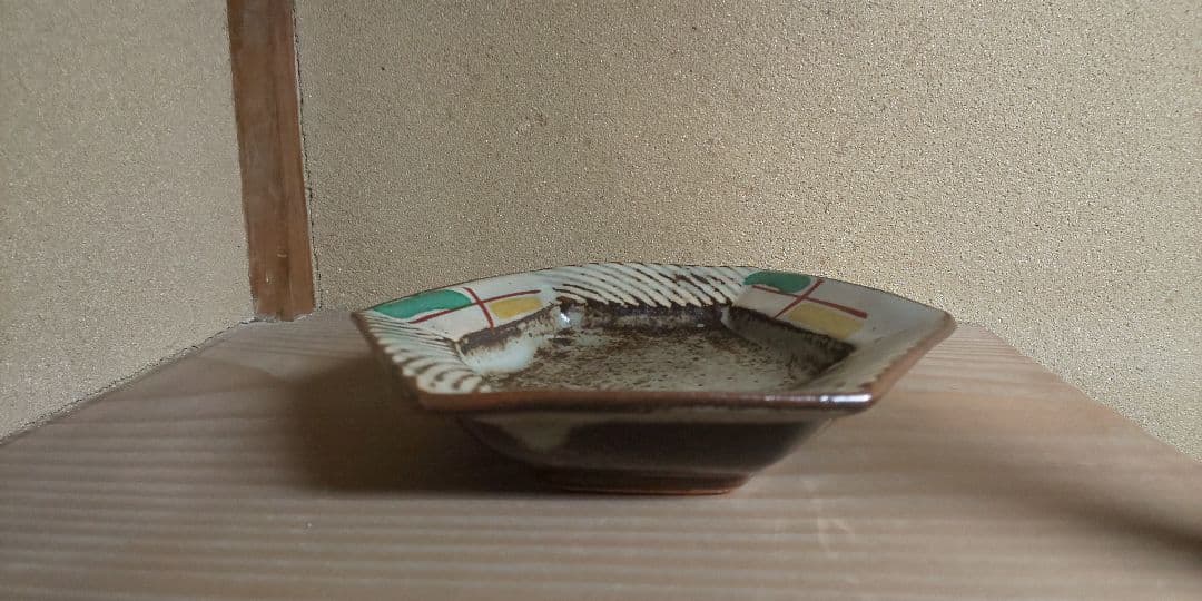 人間国宝 島岡達三⭐️ 象嵌赤繪六角組皿 ５枚