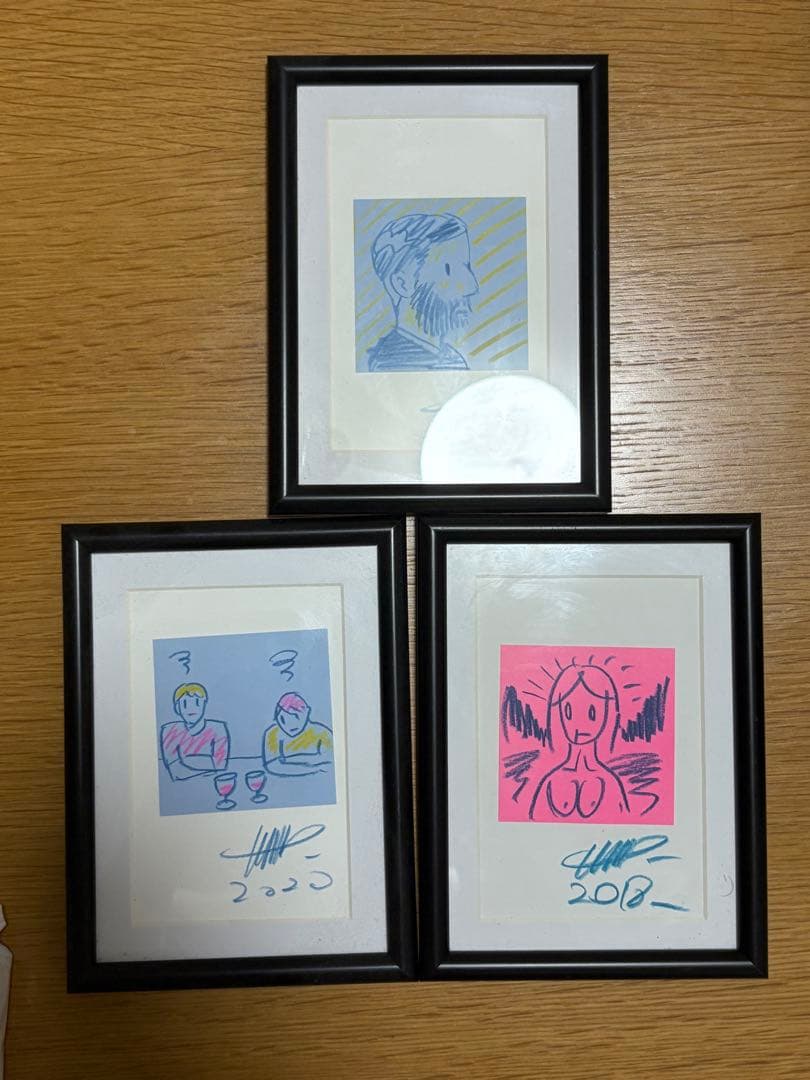 天野タケル　直筆ドローイング　額装　3枚セット