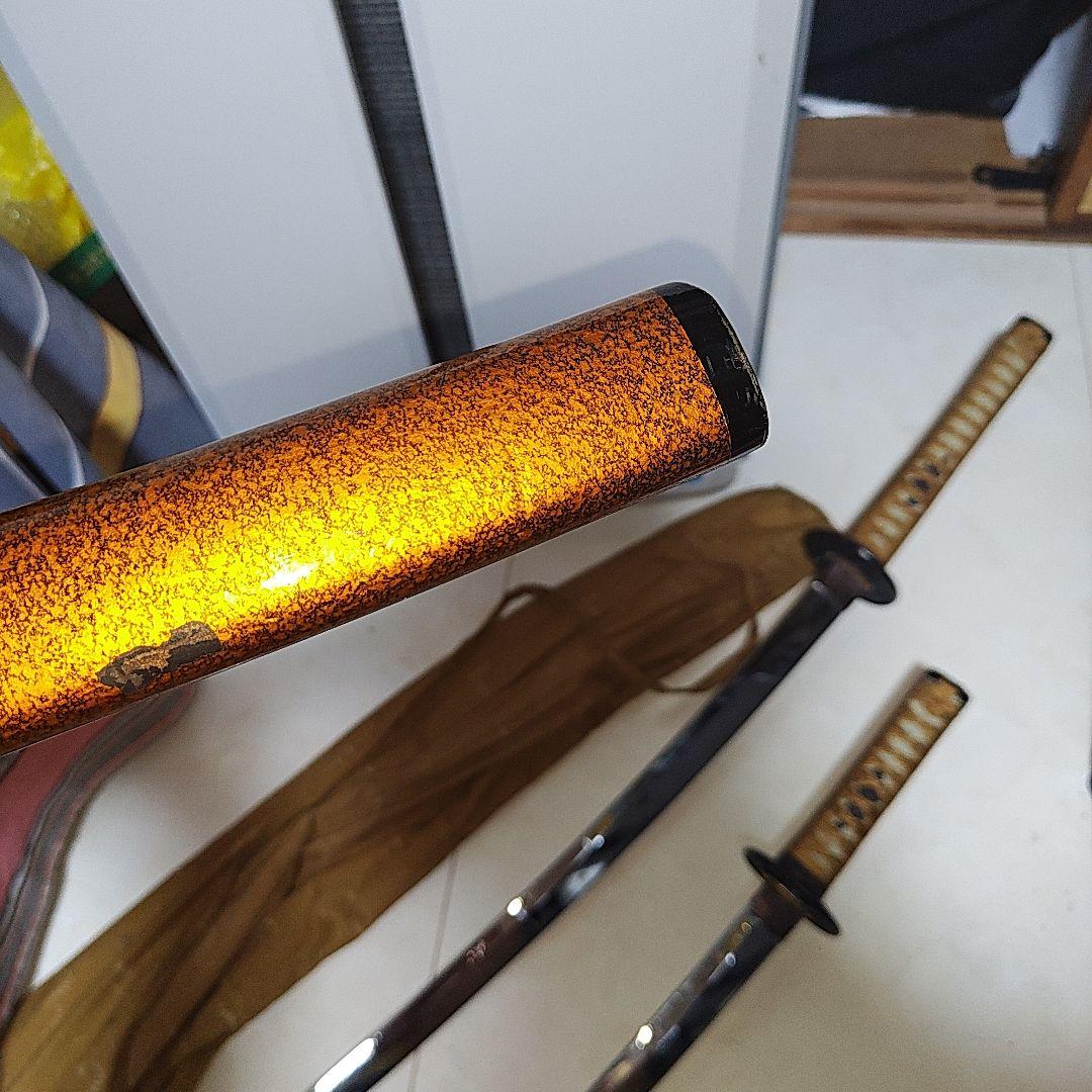 模造刀 2本 黄塗鞘 袋付き ジャンク扱い