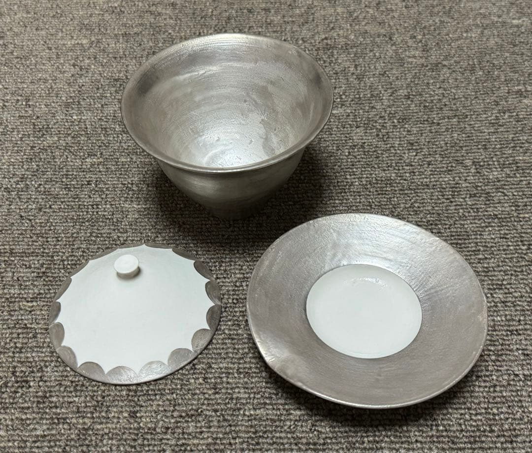 松本美弥子 蓋碗 宝瓶 銀彩