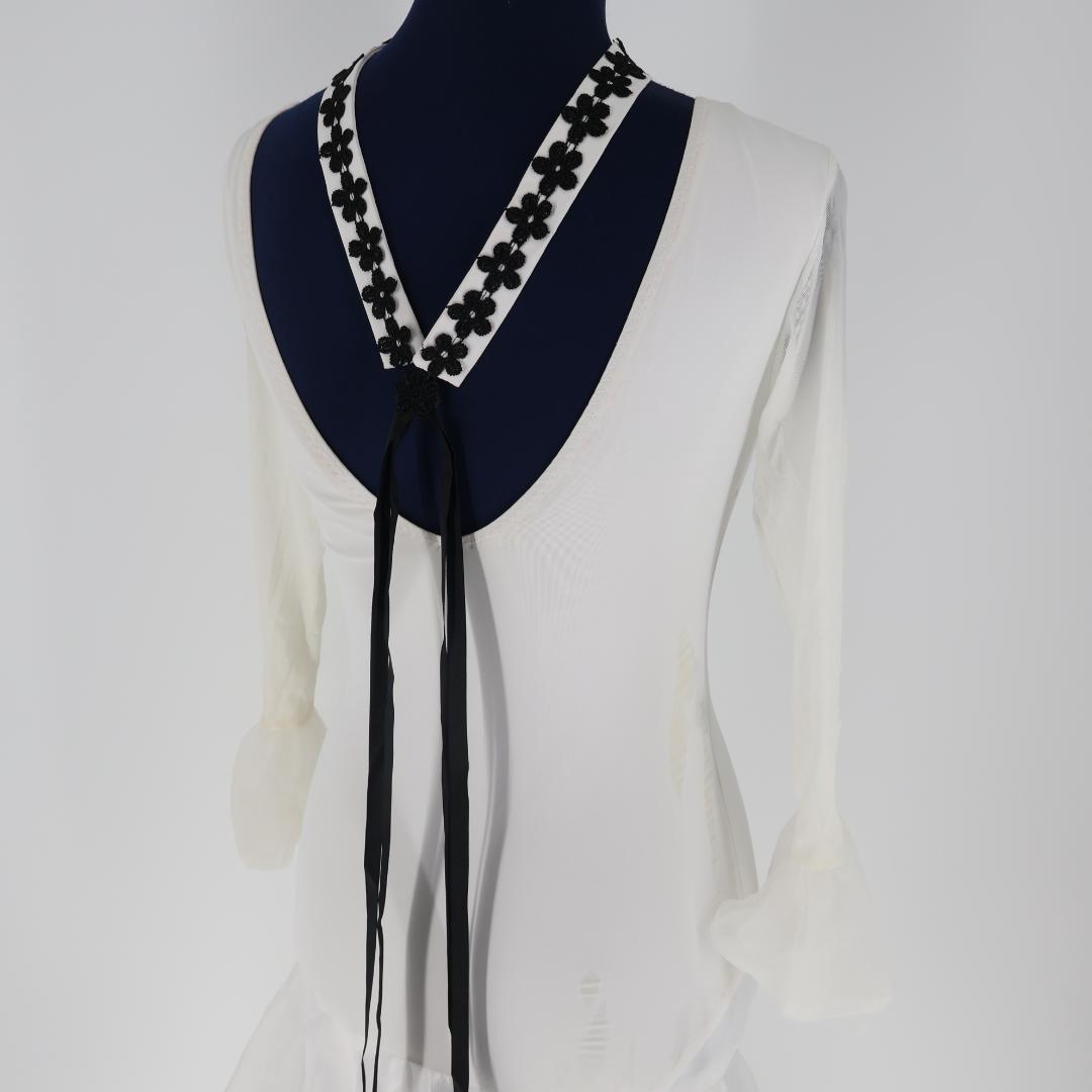 【社交ダンス衣装】ホワイト YILINFEIER ワンピースドレス チョーカー付