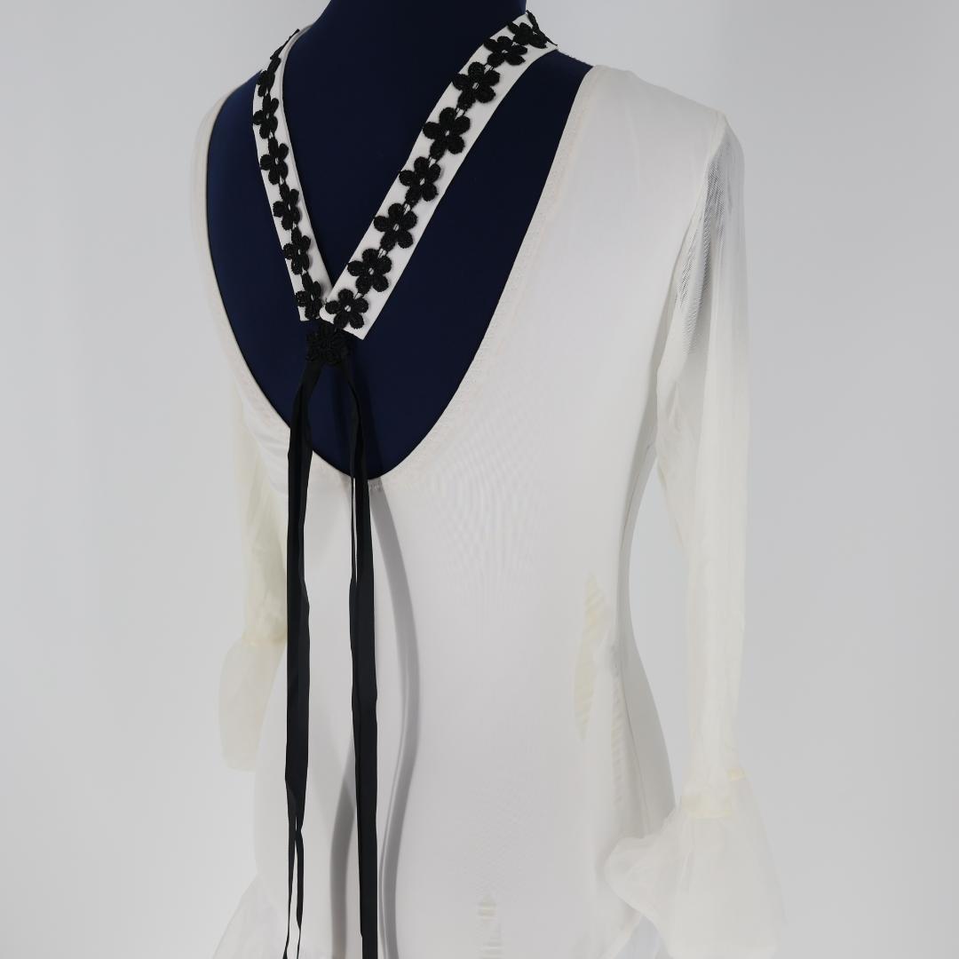 【社交ダンス衣装】ホワイト YILINFEIER ワンピースドレス チョーカー付