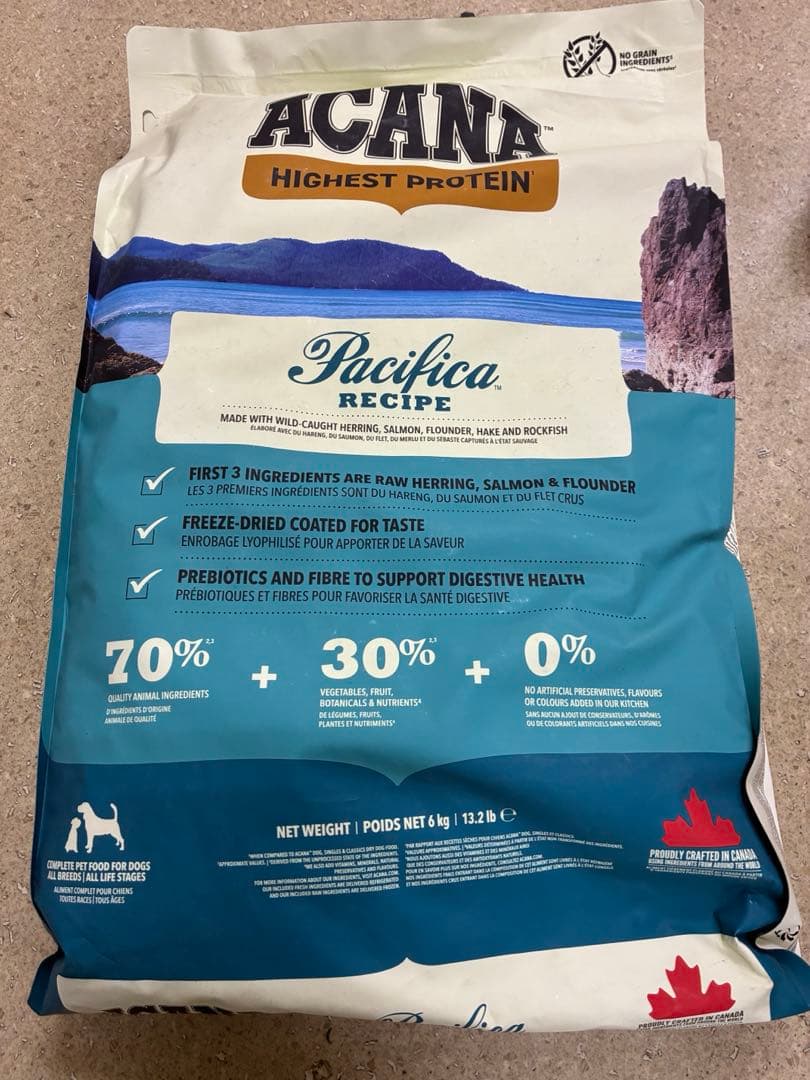 【在庫処分】アカナ・パシフィカドッグ レシピ（全犬種成犬用）6kg