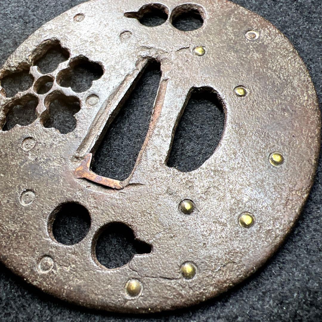 江戸時代　金象嵌鍔　73g 東Y8-0206☆2F