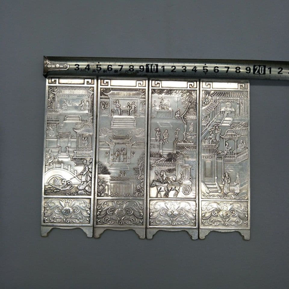 銅 細工 雅趣文豪屏風 文机 茶台 博古架 装飾品 工芸品 置物