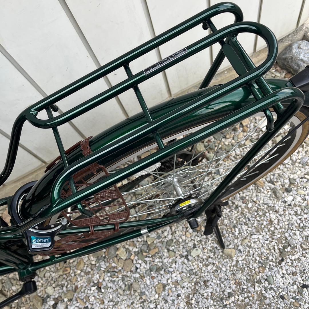 【要メンテナンス】 26インチ自転車 フォレストグリーン籐籠風おしゃれママチャリ