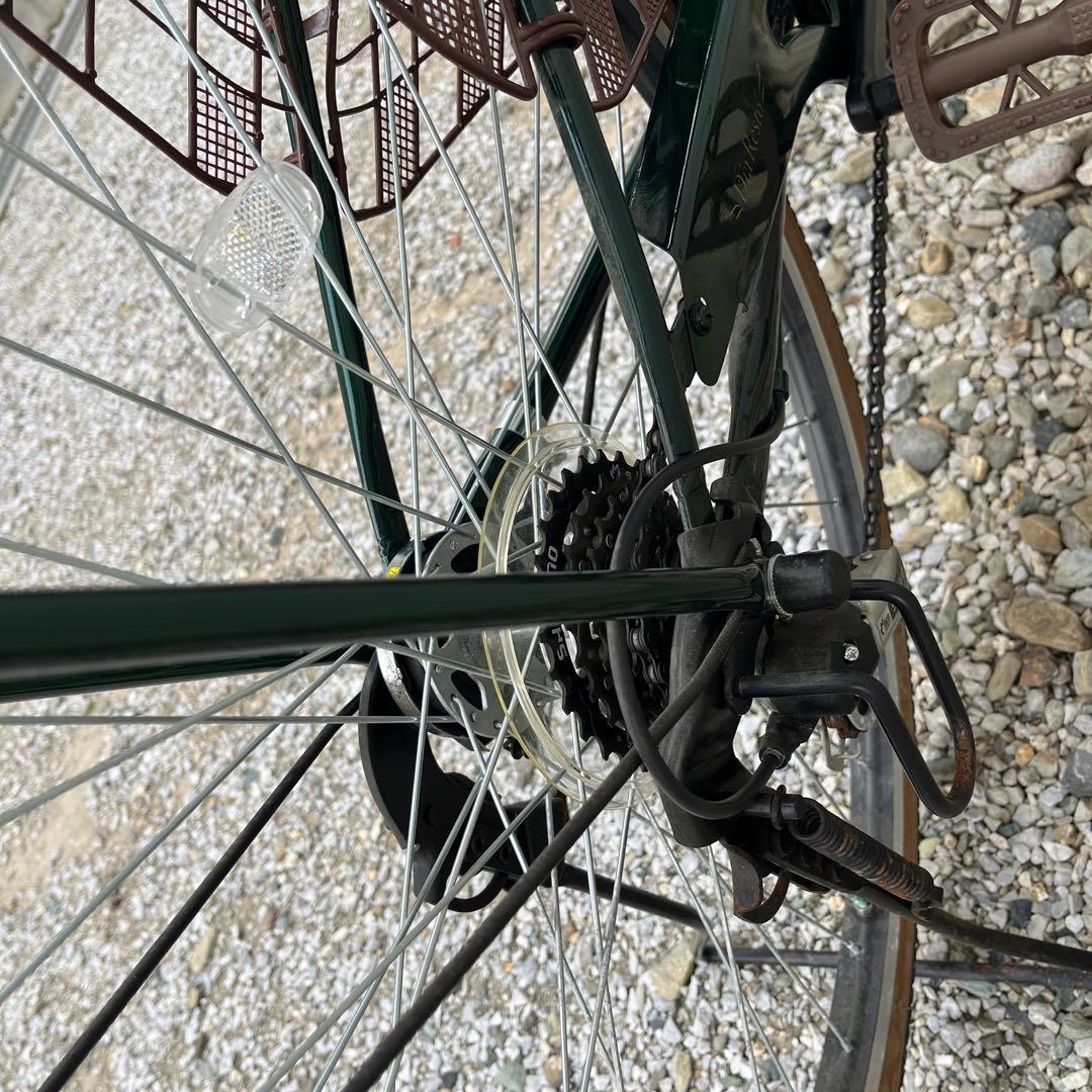 【要メンテナンス】 26インチ自転車 フォレストグリーン籐籠風おしゃれママチャリ