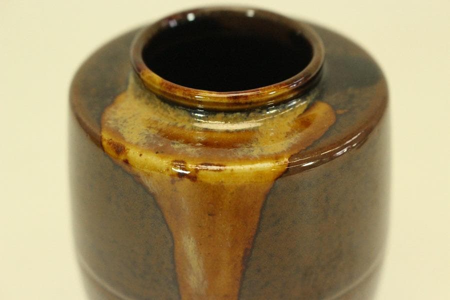 茶道具 膳所焼 肩衝 茶入 共箱 未使用(A775)