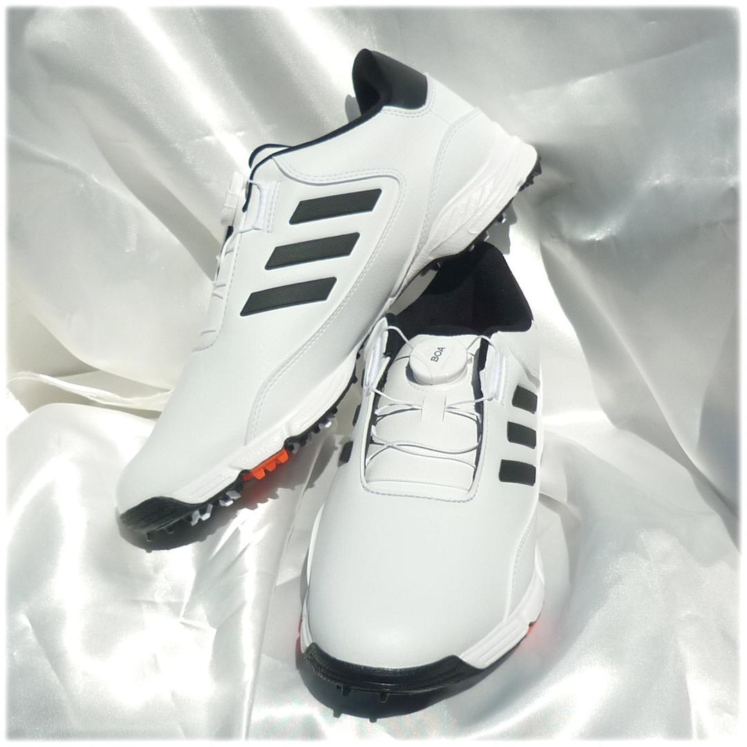 新品27cmアディダスゴルフシューズ 白BOA 24 ダイヤル式 ソフトスパイク