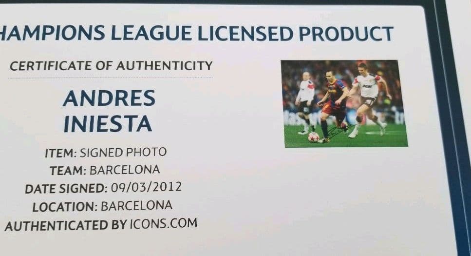 ICONS　イニエスタ　アンドレス・イニエスタ　サイン　直筆サイン　フォトグラフ