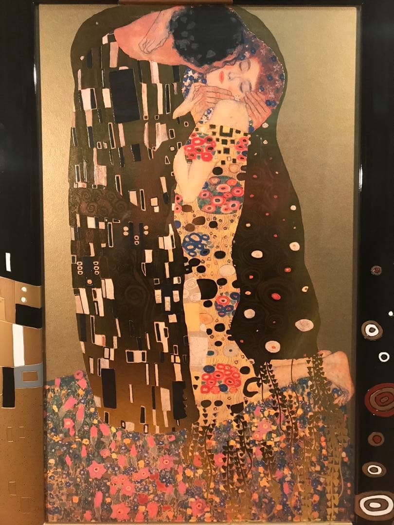 クリムト　「接吻」　ジークレー＋シルクスクリーン金箔加工　サイン無し