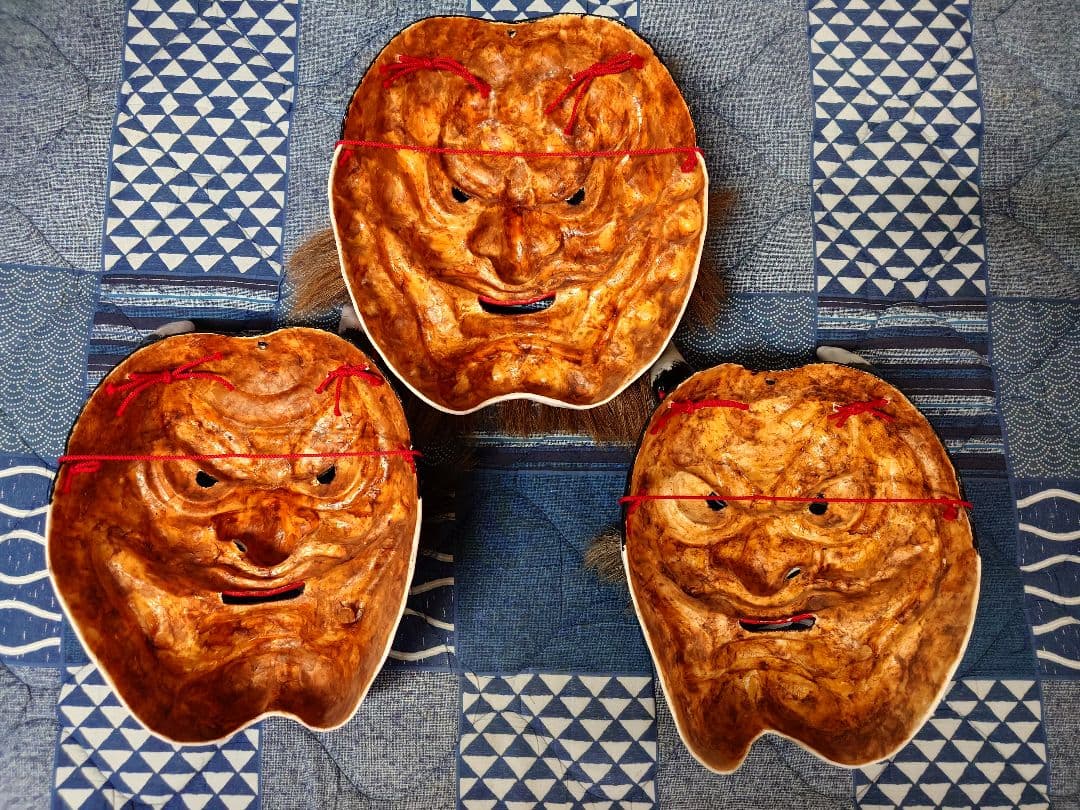 ３面セット　神楽面　石見神楽　広島神楽　芸北（北広島）大江山3面揃い　日本　鬼