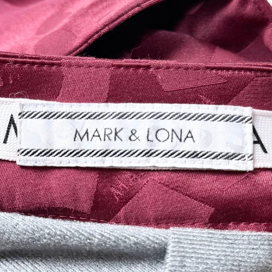 【希少】 MARK&LONA ストレッチスカート ロゴ 総柄 スカル 赤 M