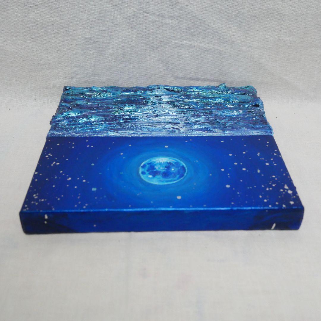 油絵 油彩 油彩画 絵画 アートパネル【青い満月】