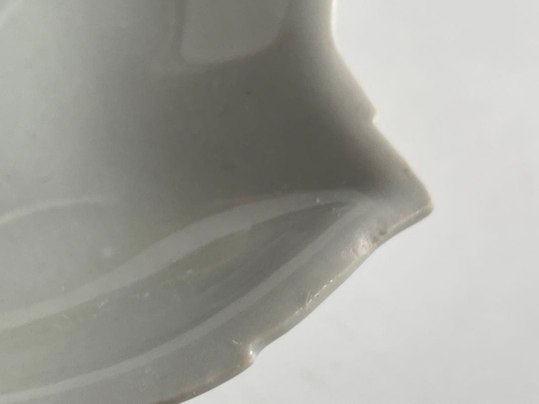 骨董　アンティーク　藍九谷　染付如意雲文楓形皿　変形皿