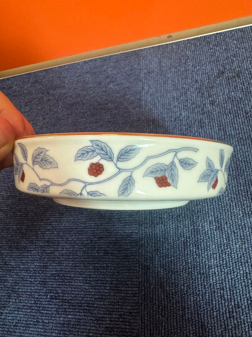 1697 深川製磁　果実文　中皿　9客　15cm 金彩