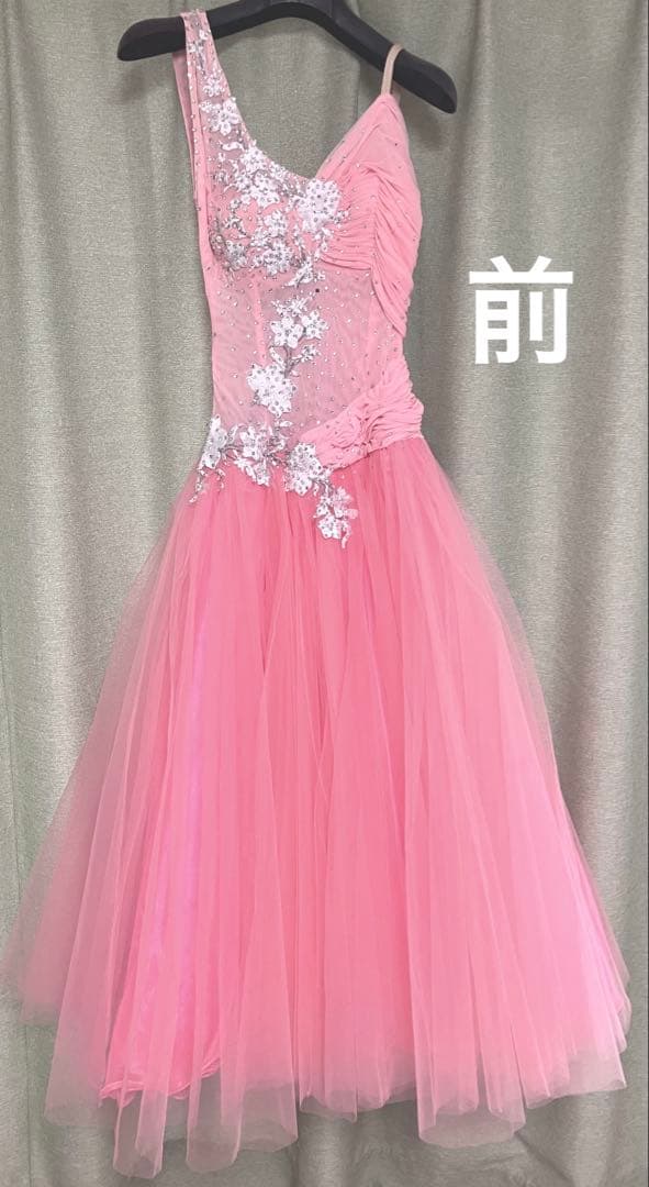 社交ダンス　競技・デモ用ピンクMサイズスタンダードドレス　gitane(USA)