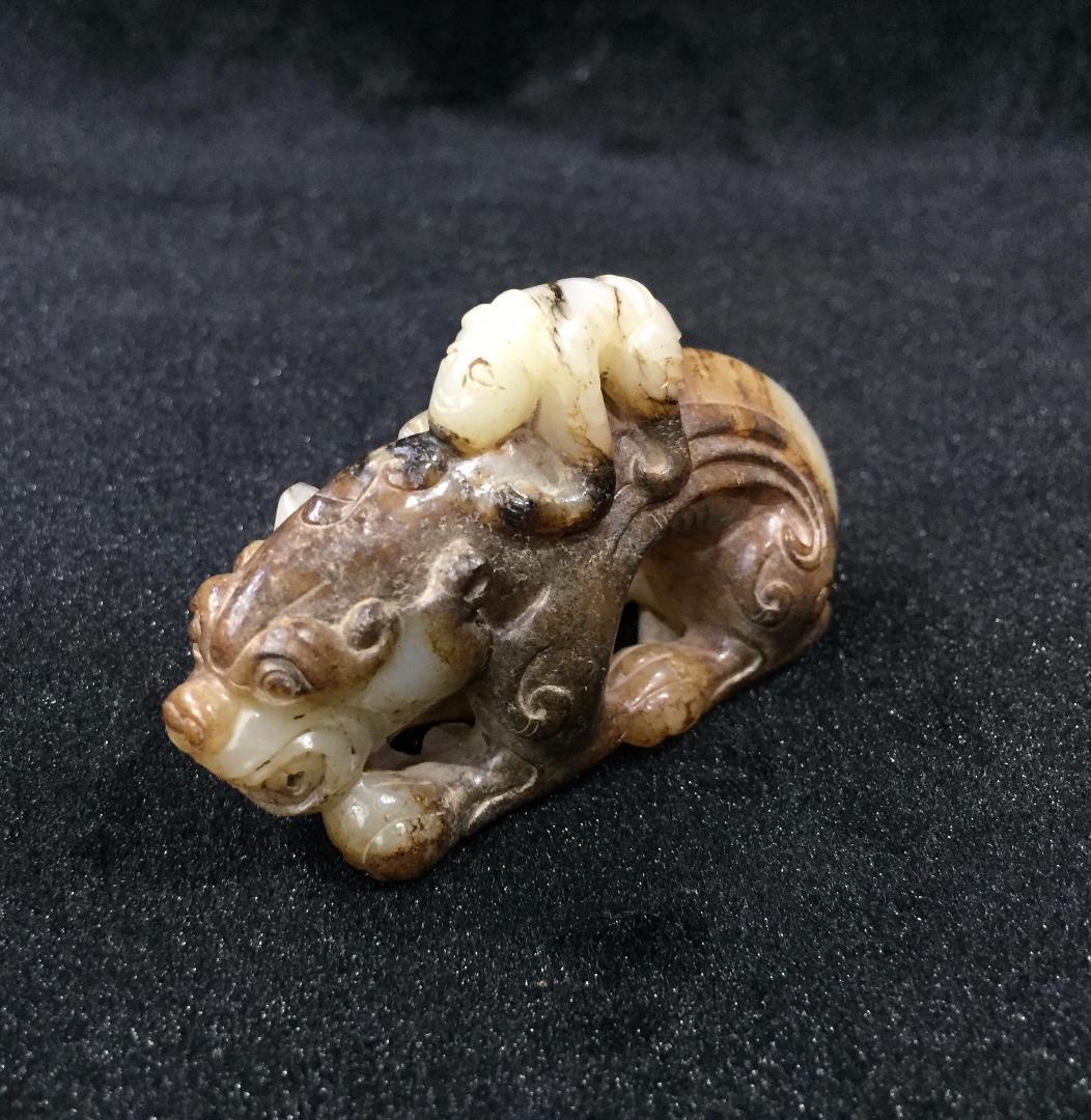 漢代 蛮夷騎獣置物 古玉和田玉 中国美術 骨董工芸収蔵品