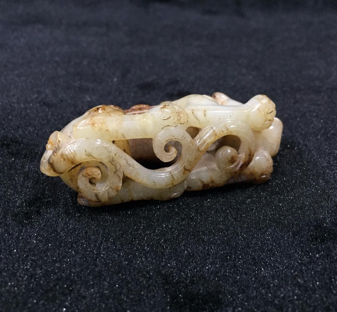 漢代 蛮夷騎獣置物 古玉和田玉 中国美術 骨董工芸収蔵品