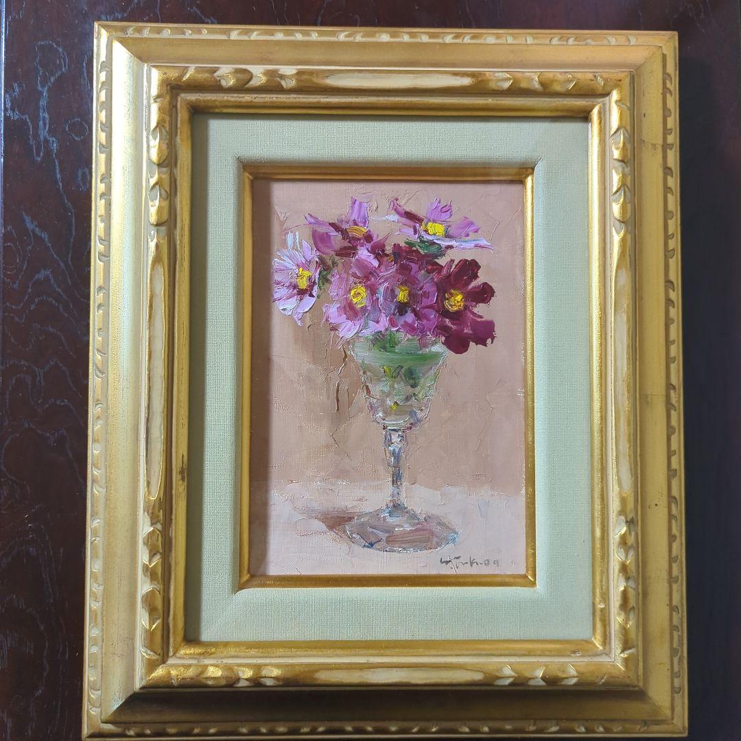 油絵 福田俊三「コスモス」　SMサイズ