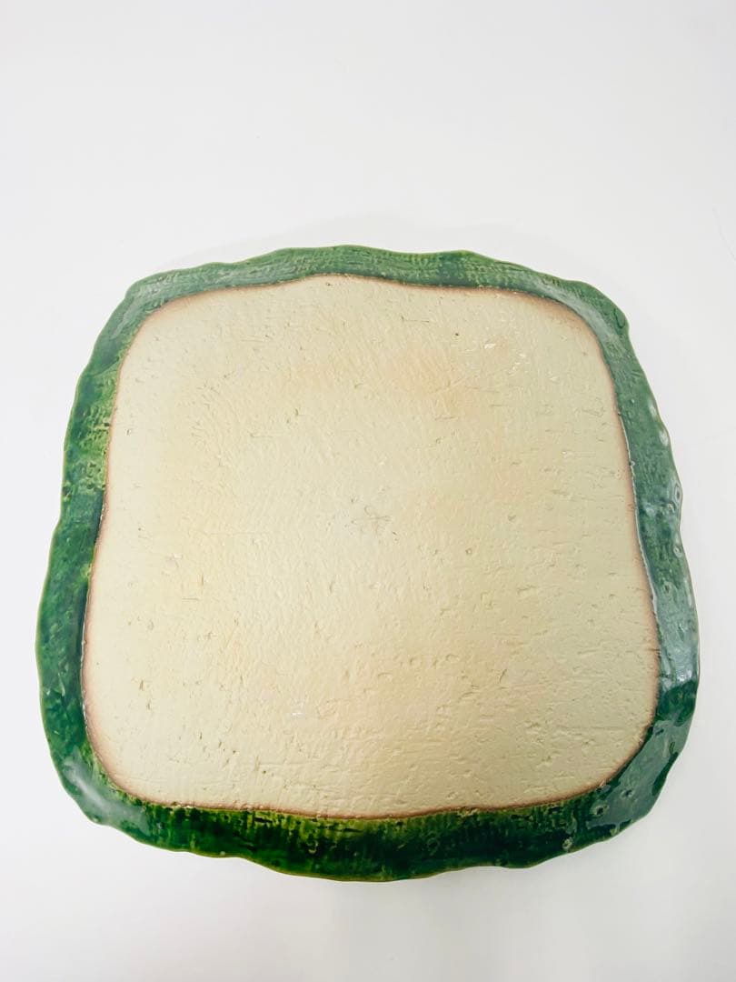 【翔武窯】織部　四方皿　道場六三郎デザイン　角皿　桐共箱　美品　限定　27.5㎝