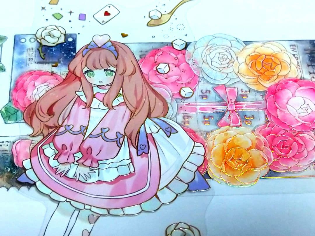 のこり２✩S18＃山茶花小夜曲(镭射银)MOODTAPE切り売り海外装飾マステ