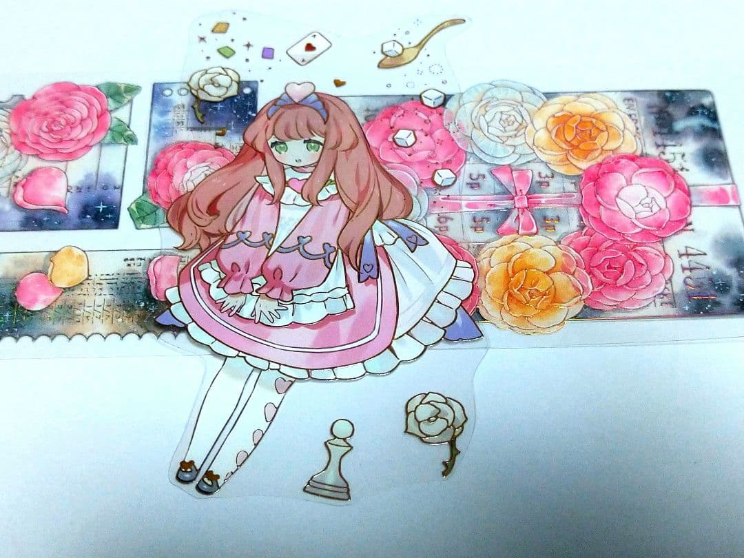 のこり２✩S18＃山茶花小夜曲(镭射银)MOODTAPE切り売り海外装飾マステ