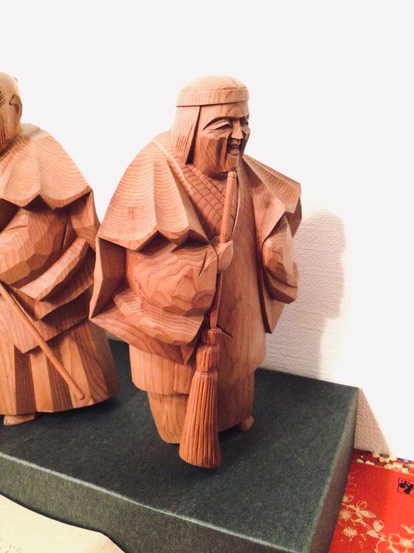 飛騨 伝統工芸士 一位一刀彫 西村公之作 木彫り 高砂人形 縁起物 未展示