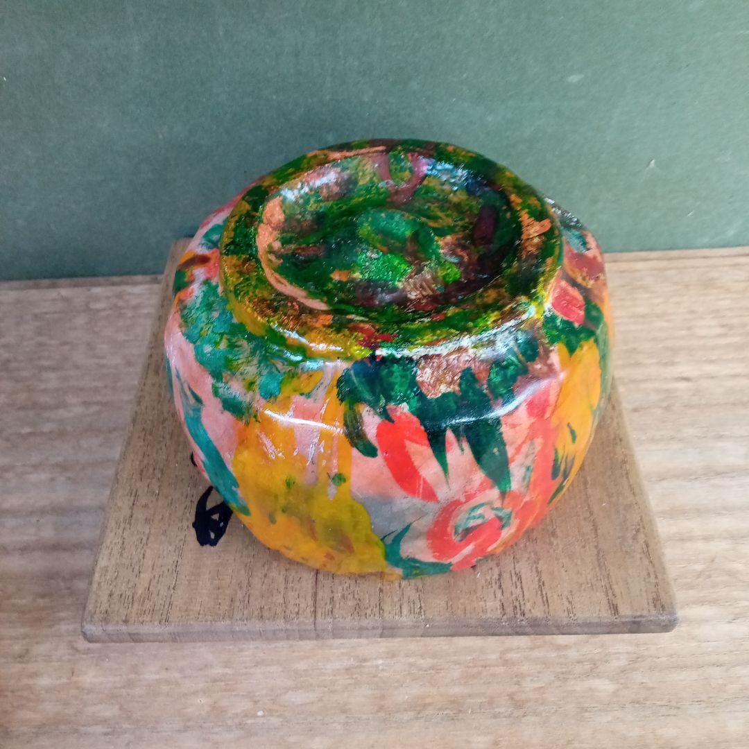 茶碗、出口王仁三郎作、サイズ高−７．５センチ、口径−１３センチ