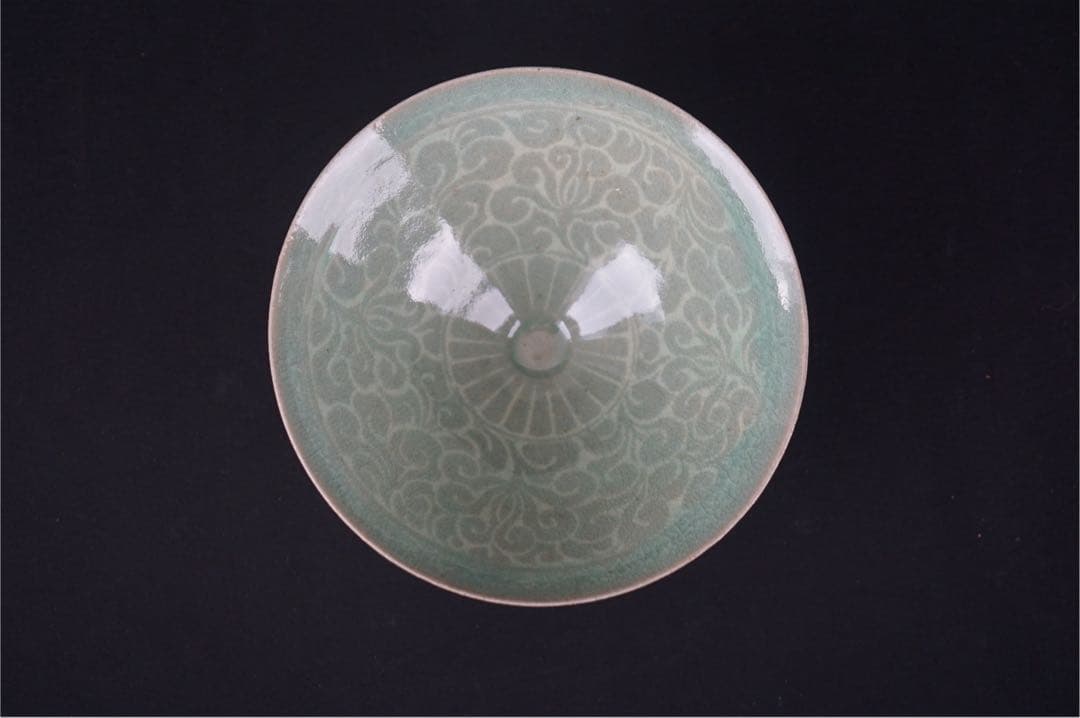 韓国人間文化財 柳海剛（柳根瀅）作 高麗青磁茶碗 共箱