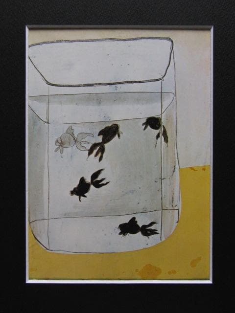 三岸好太郎、【黒い金魚】、新品高級額 額装付、年代物・希少画集画、状態良好