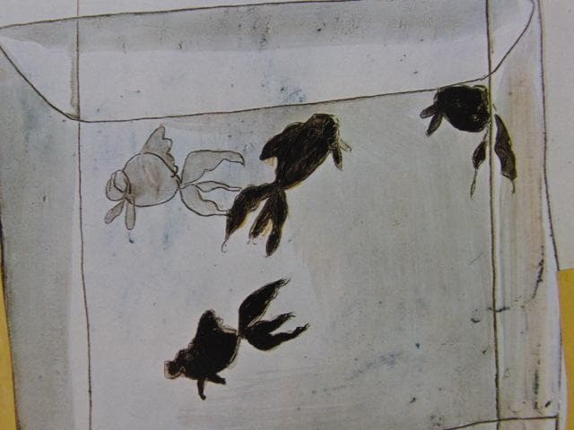 三岸好太郎、【黒い金魚】、新品高級額 額装付、年代物・希少画集画、状態良好